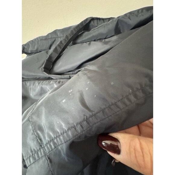 Brandon Thomas Womens 1X Black Rain Coat Tie Waist Double Breasted Outdoors Chic - Picture 13 of 13